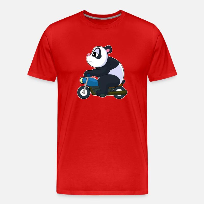 Panda Motorrad - Männer Premium Bio T-Shirt - Rot