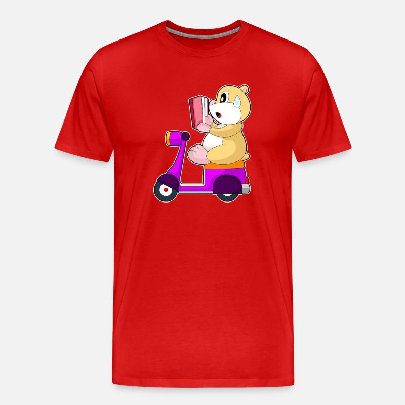 Hamster Motorroller - Männer Premium Bio T-Shirt - Rot