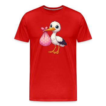 Pélican câlin avec un paquet rose - T-shirt bio Premium Homme - rouge - Devant - Damien (186cm)