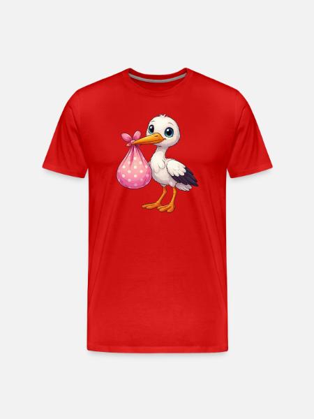 Cuddly pelican with pink bundle - Men's Premium Organic T-Shirt - red