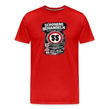 Treat Gently Traffic Sign 55 Birthday - Men's Premium Organic T-Shirt - red - Front - Damien (186cm)