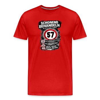 Treat Gently Traffic Sign 57 Birthday - Men's Premium Organic T-Shirt - red - Front - Damien (186cm)
