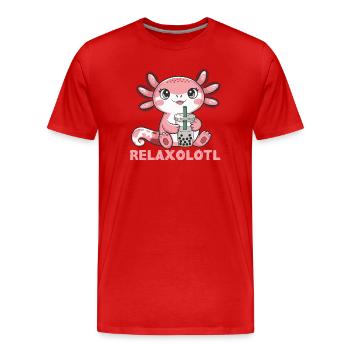 Mignon Axolotl Kawaii Amoureux des Axolotls - T-shirt bio Premium Homme - rouge - Devant - Damien (186cm)