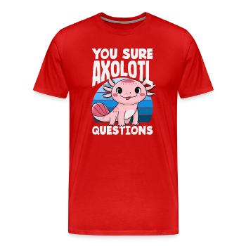 Mignon Axolotl Kawaii Amoureux des Axolotls - T-shirt bio Premium Homme - rouge - Devant - Damien (186cm)