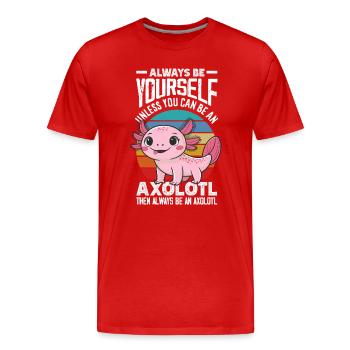 Mignon Axolotl Kawaii Amoureux des Axolotls - T-shirt bio Premium Homme - rouge - Devant - Damien (186cm)