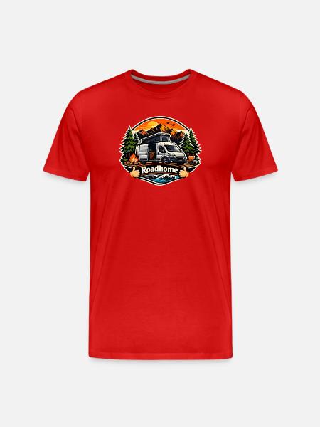 Roadhome: Vanlife am Bergsee - Männer Premium Bio T-Shirt - Rot