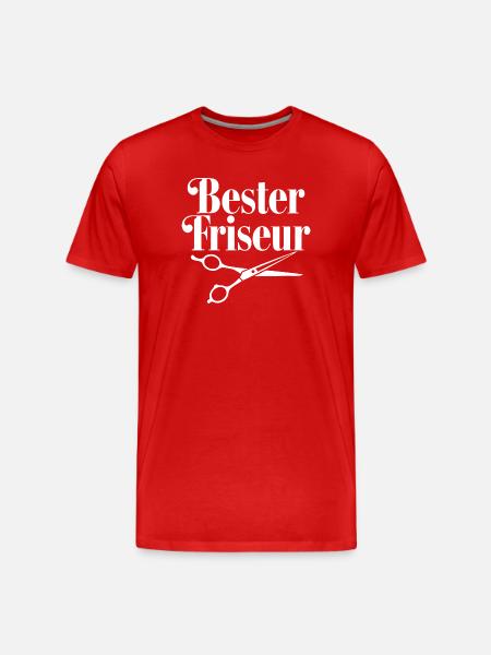 Bester Friseur mit Scheren-Logo - Männer Premium Bio T-Shirt - Rot