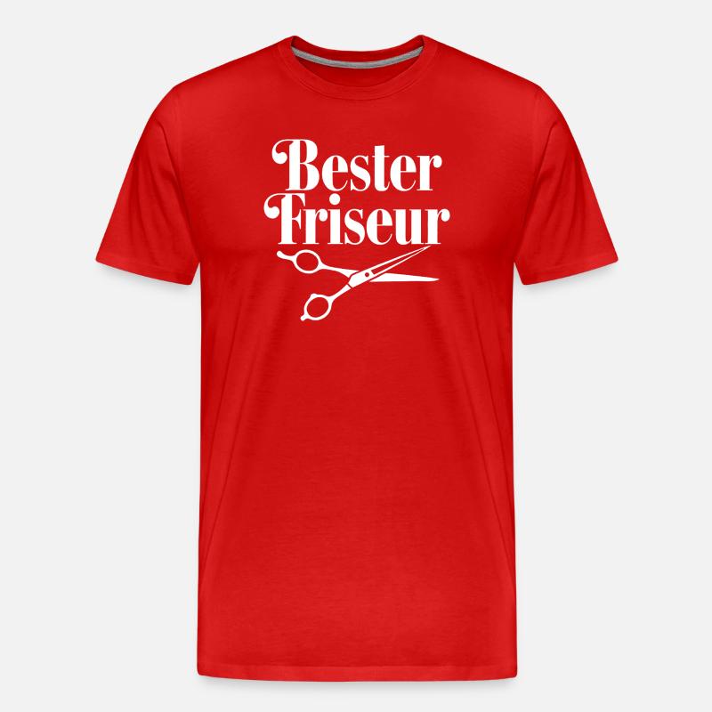 Bester Friseur mit Scheren-Logo - Männer Premium Bio T-Shirt - Rot