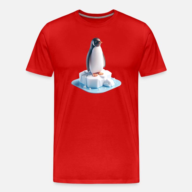 Bloc Pingouin sur glace 3D - T-shirt bio Premium Homme - rouge
