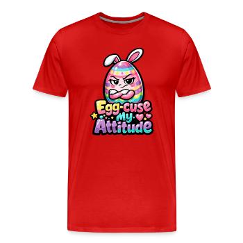 Excuse my Attitude Easter Pun - Men's Premium Organic T-Shirt - red - Front - Damien (186cm)