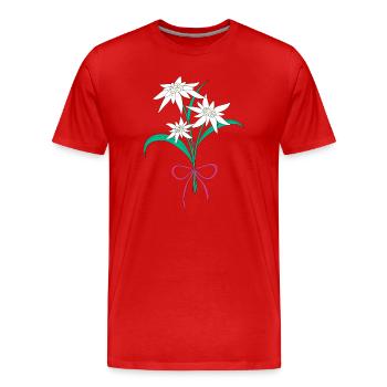 Die Alm grüßt - Männer Premium Bio T-Shirt - Rot - Vorne - Damien (186cm)