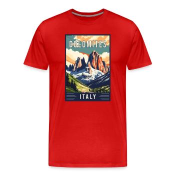 Découvrez les majestueuses Dolomites en Italie - T-shirt bio Premium Homme - rouge - Devant - Damien (186cm)