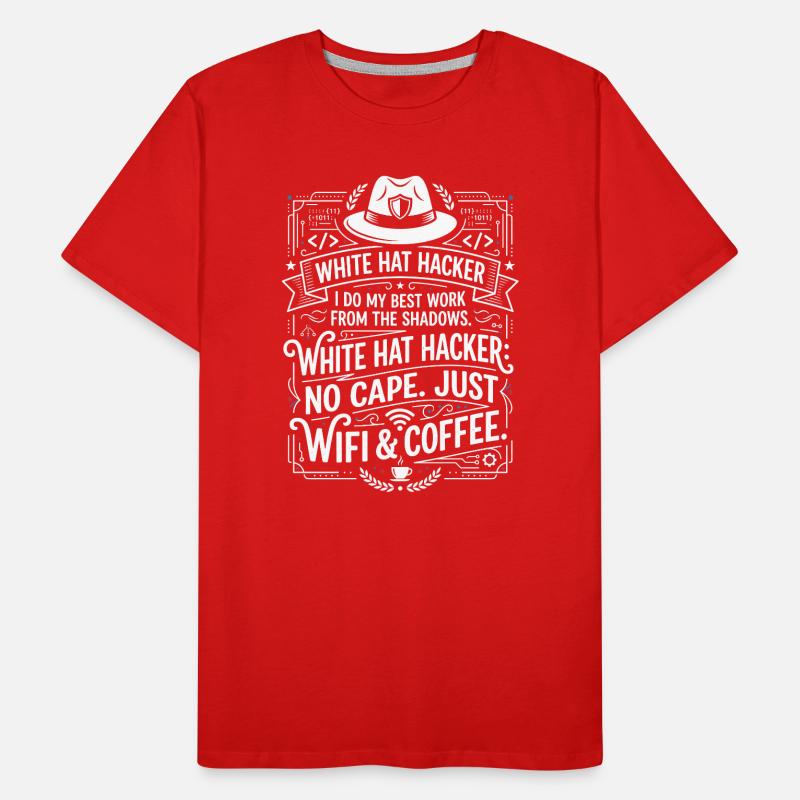 White Hat Hacker Wifi And Coffee Männer Premium Bio T-Shirt