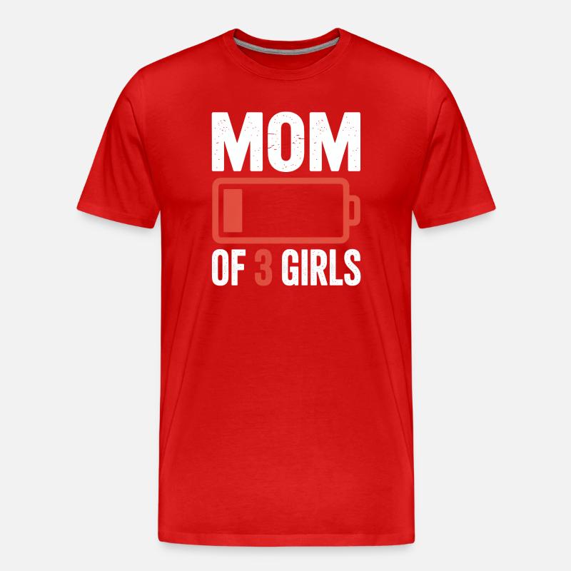 Mutter von 3 Mädchen Batterie-Tee - Männer Premium Bio T-Shirt - Rot