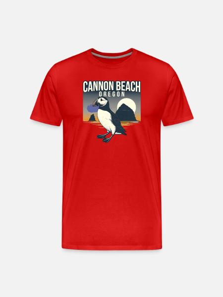 Cannon Beach, Oregon - Men's Premium Organic T-Shirt - red