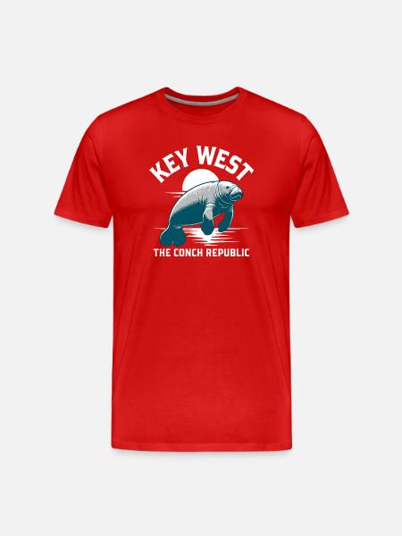 Key West Manatee - Men's Premium Organic T-Shirt - red
