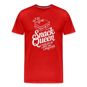 La Reine des Snacks Portée par l’Amour et les Rires Plus Drôle - T-shirt bio Premium Homme - rouge - Devant - Damien (186cm)