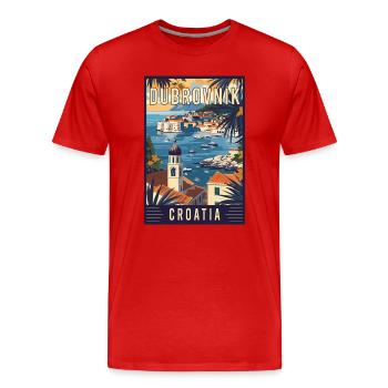 Découvrez Dubrovnik en Méditerranée en Croatie - T-shirt bio Premium Homme - rouge - Devant - Damien (186cm)