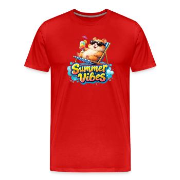 Hamster Summer Vibes - Männer Premium Bio T-Shirt - Rot - Vorne - Damien (186cm)