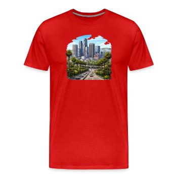 Los Angeles Usa - Men's Premium Organic T-Shirt - red - Front - Damien (186cm)