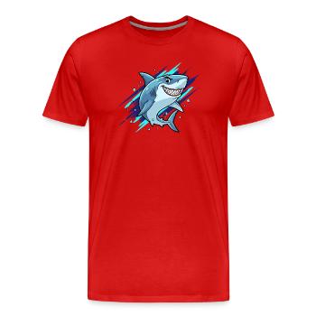 Lachender Hai Sprinter - Männer Premium Bio T-Shirt - Rot - Vorne - Damien (186cm)