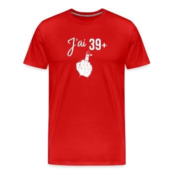 40 Ans Anniversaire 40 Ans Femme Humour Fêter  - T-shirt bio Premium Homme - rouge - Devant - Damien (186cm)