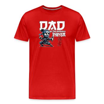 Papa de l’anniversaire Anniversaire Ninja Drôle - T-shirt bio Premium Homme - rouge - Devant - Damien (186cm)