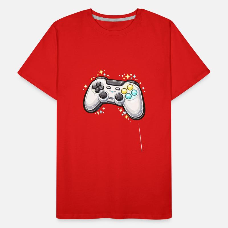 Leuchtender Spielecontroller mit Sternenstaub Männer Premium Bio T-Shirt
