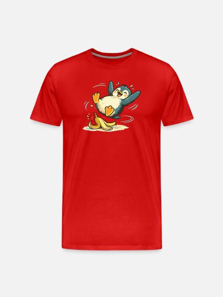 Pinguin Springende Banane - Männer Premium Bio T-Shirt - Rot