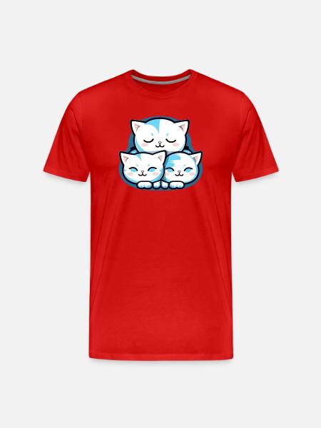 Trois chats Kawaii - Bébé - Chat - T-shirt bio Premium Homme - rouge