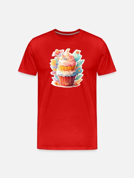 Flower Cupcake - Men's Premium Organic T-Shirt - red