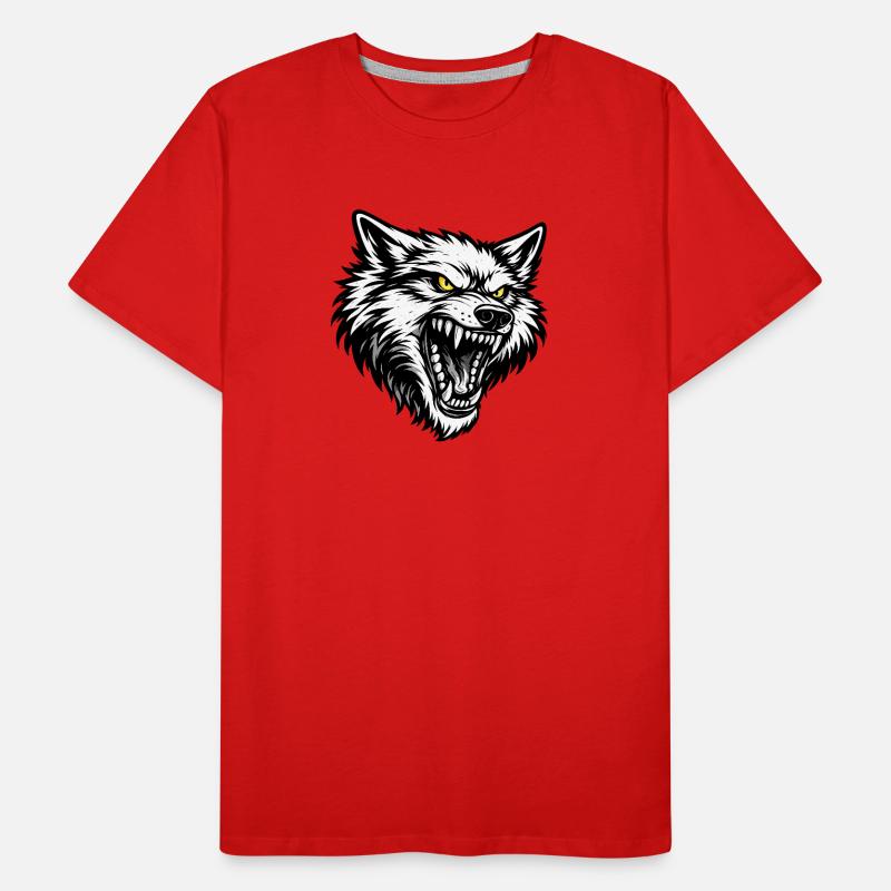 Angry Wolf Head – Aggressive Wolf Design Men's Premium Organic T-Shirt