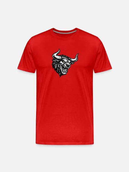 Angry Bull Head – Aggressive Bull Logo - Men's Premium Organic T-Shirt - red
