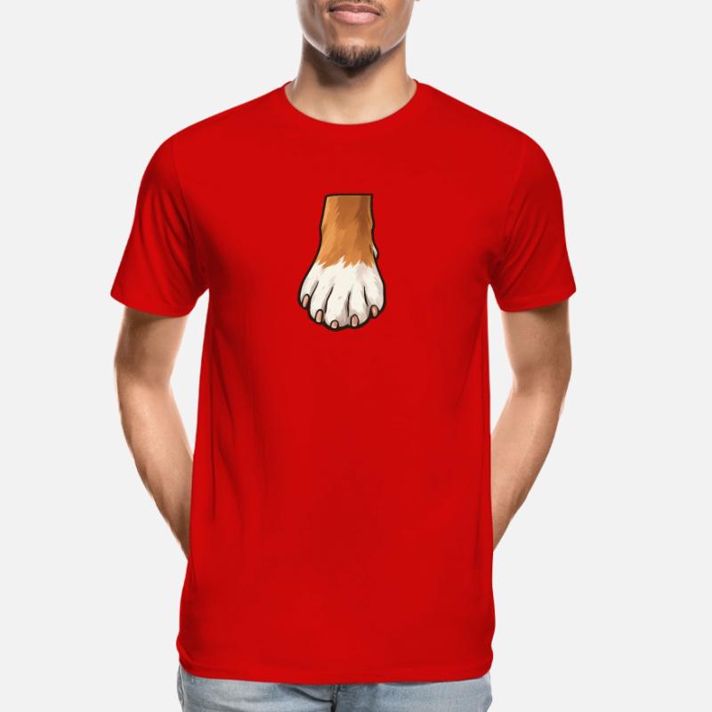 Conception de pattes de chien brunes blanches T-shirt bio Premium Homme