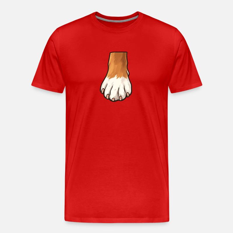 Braun Weiß Hundepfote Design - Männer Premium Bio T-Shirt - Rot