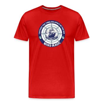 Seewindmagie – Segel der See - Männer Premium Bio T-Shirt - Rot - Vorne - Damien (186cm)