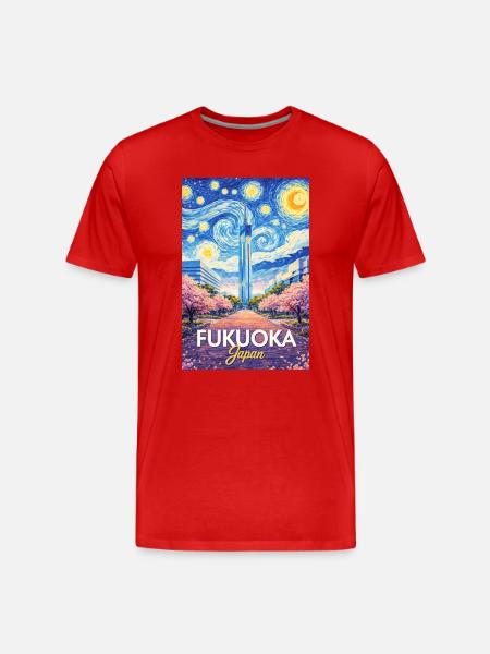 Fukuoka Japan - Men's Premium Organic T-Shirt - red