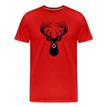 Hirschkopf Geweih Silhouette - Männer Premium Bio T-Shirt - Rot - Vorne - Damien (186cm)