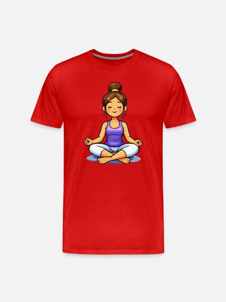 Meditierende Schneidersitz Frau - Männer Premium Bio T-Shirt - Rot