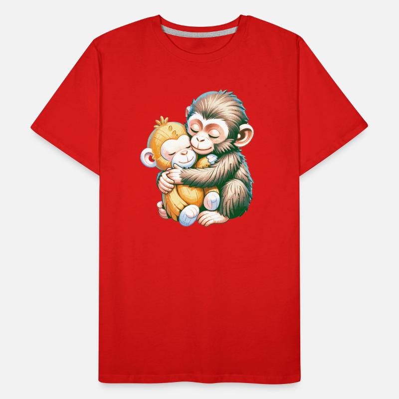Hugging Monkeys Embrace Men's Premium Organic T-Shirt