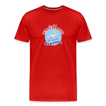 Goodbye England Let´s go to Mykonos  - Men's Premium Organic T-Shirt - red - Front - Damien (186cm)