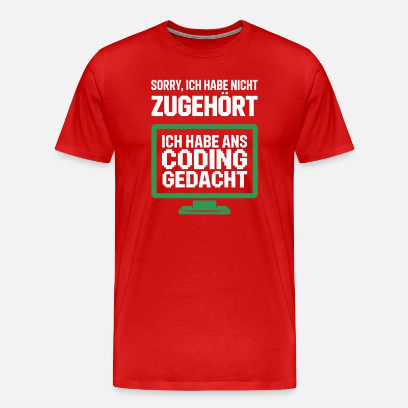 Coding Gedacht Bildschirm Spruch - Männer Premium Bio T-Shirt - Rot