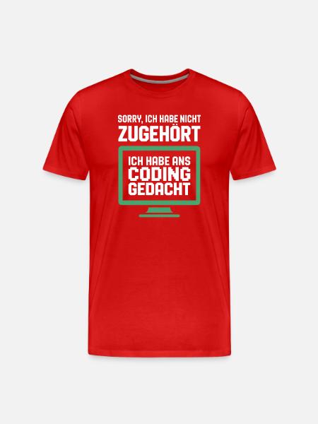 Coding thought on the screen - Men's Premium Organic T-Shirt - red