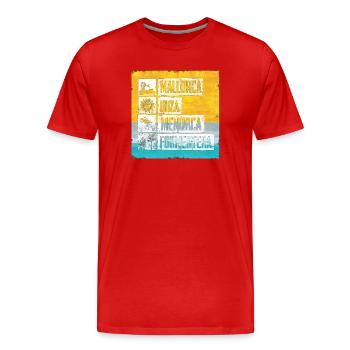 Timbre rétro des îles Baléares - T-shirt bio Premium Homme - rouge - Devant - Damien (186cm)