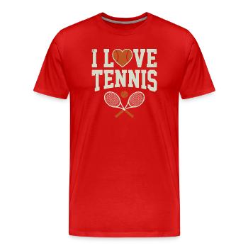 Chemise de tennis, sweat à capuche I Love Tennis, short - T-shirt bio Premium Homme - rouge - Devant - Damien (186cm)