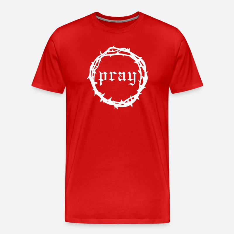 Dornenkrone Betet - Männer Premium Bio T-Shirt - Rot