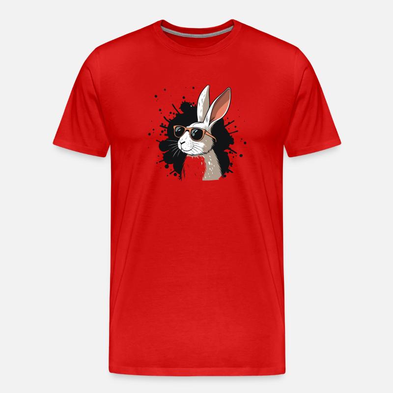 Cool Bunny Glasses on Black - Männer Premium Bio T-Shirt - Rot