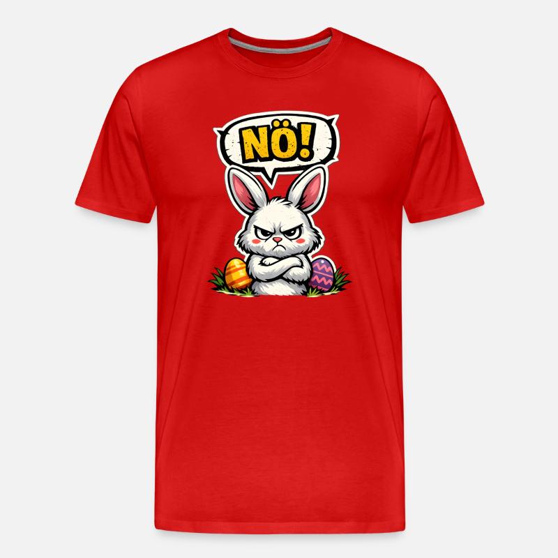 NÖ Hase Comic Ostern Geschenk - Männer Premium Bio T-Shirt - Rot