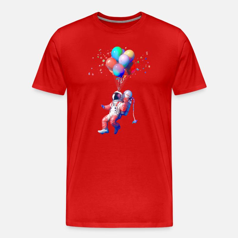Astronaut Ballonflug - Männer Premium Bio T-Shirt - Rot