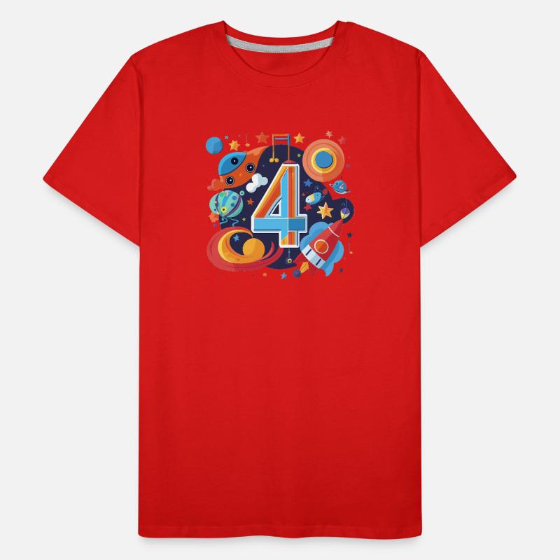 Weltraum 4er Geburtstag Raketenwelt Männer Premium Bio T-Shirt
